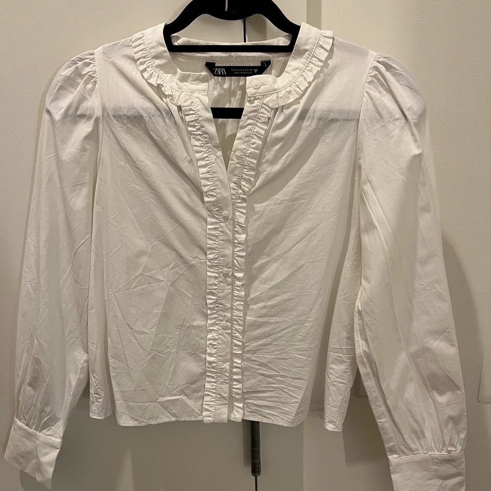 Zara cotton puff sleeve shirt